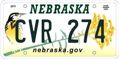 NE license plate CVR274