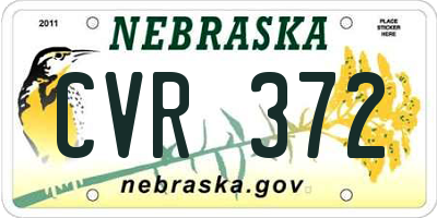 NE license plate CVR372