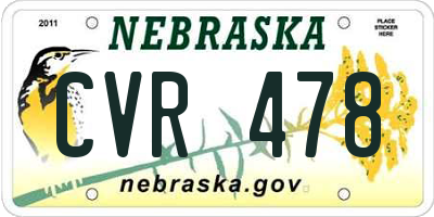 NE license plate CVR478