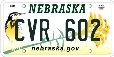 NE license plate CVR602