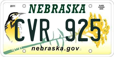 NE license plate CVR925