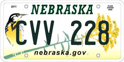 NE license plate CVV228
