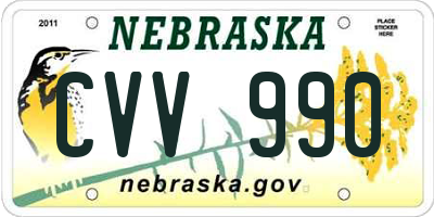 NE license plate CVV990