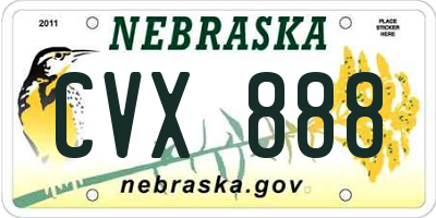 NE license plate CVX888