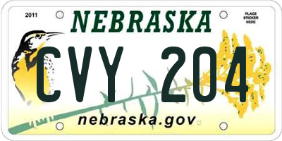 NE license plate CVY204
