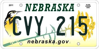 NE license plate CVY215