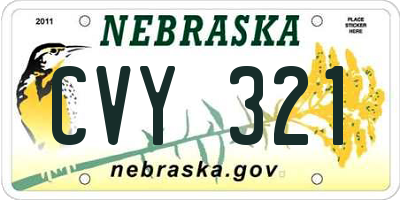 NE license plate CVY321