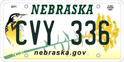 NE license plate CVY336