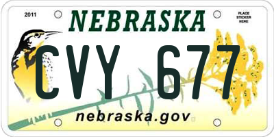 NE license plate CVY677