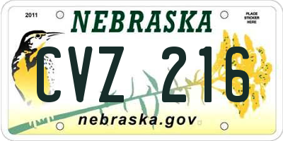 NE license plate CVZ216