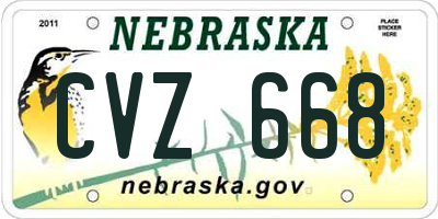 NE license plate CVZ668