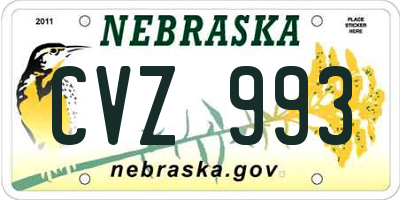 NE license plate CVZ993