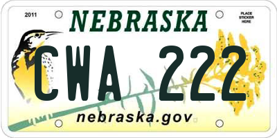 NE license plate CWA222