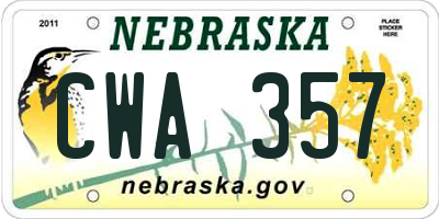 NE license plate CWA357