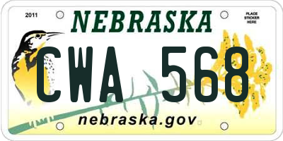 NE license plate CWA568