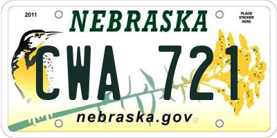 NE license plate CWA721