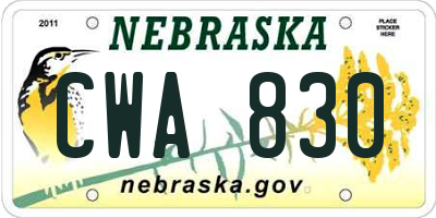 NE license plate CWA830