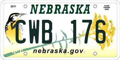 NE license plate CWB176
