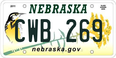 NE license plate CWB269
