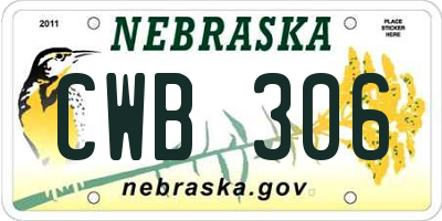 NE license plate CWB306