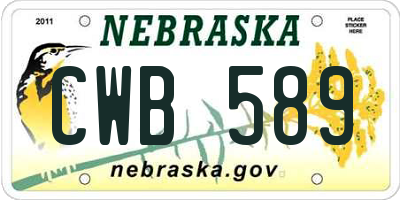 NE license plate CWB589
