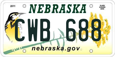 NE license plate CWB688