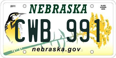 NE license plate CWB991