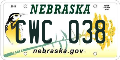 NE license plate CWC038
