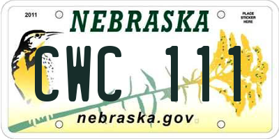 NE license plate CWC111