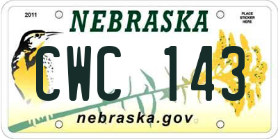 NE license plate CWC143