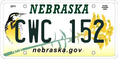 NE license plate CWC152