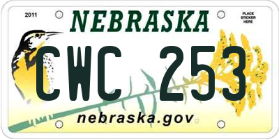 NE license plate CWC253