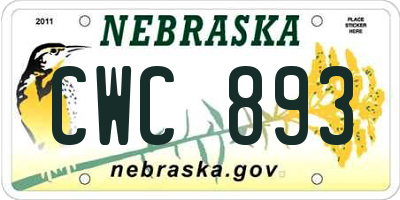 NE license plate CWC893