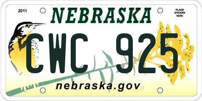 NE license plate CWC925