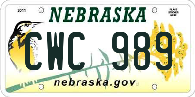 NE license plate CWC989