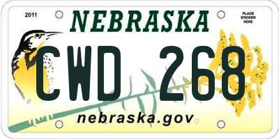 NE license plate CWD268