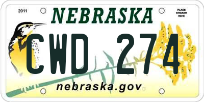NE license plate CWD274