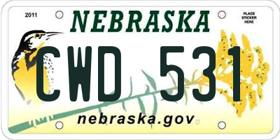 NE license plate CWD531