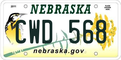 NE license plate CWD568