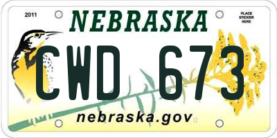 NE license plate CWD673