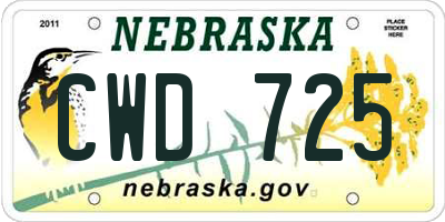 NE license plate CWD725