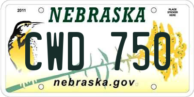 NE license plate CWD750