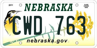 NE license plate CWD763