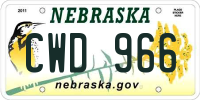NE license plate CWD966