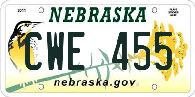 NE license plate CWE455
