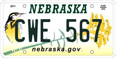 NE license plate CWE567