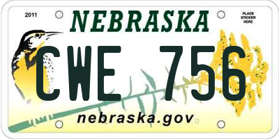 NE license plate CWE756