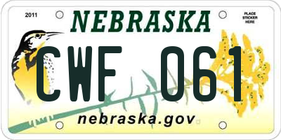 NE license plate CWF061