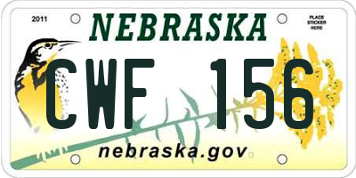 NE license plate CWF156