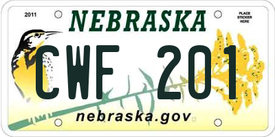NE license plate CWF201